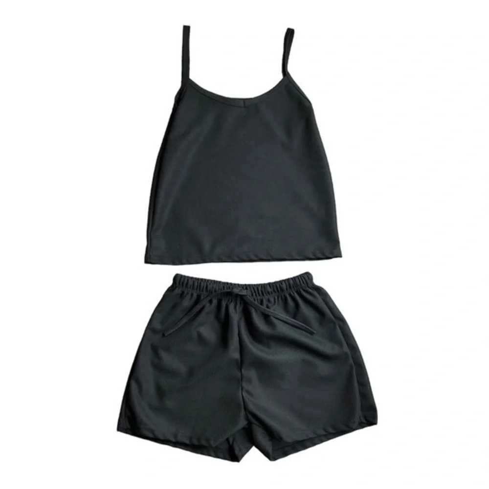 Black, tank top and short set